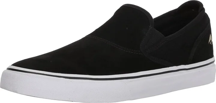 Emerica Wino G6 Slip-On Men's Skate Shoes Black/White/Gold : 10 D - Medium, Suede/Canvas - Image 2