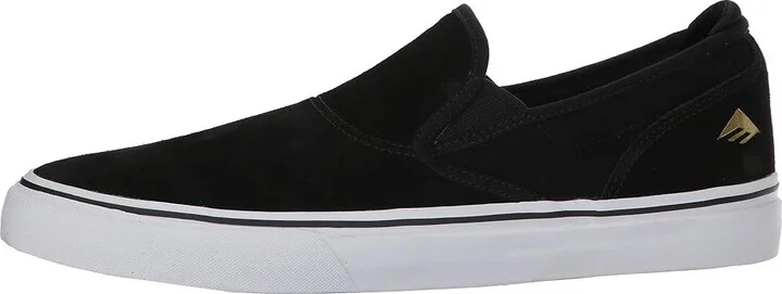 Emerica Wino G6 Slip-On Men's Skate Shoes Black/White/Gold : 10 D - Medium, Suede/Canvas - Image 7