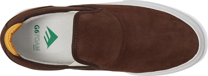 Emerica Wino G6 Slip-On Men's Skate Shoes Brown/Tan : 12 D - Medium, Suede/Canvas - Image 2