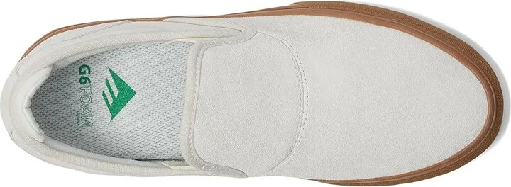 Emerica Wino G6 Slip-On Men's Skate Shoes White/Tan : 7.5 D - Medium, Suede/Canvas - Image 2