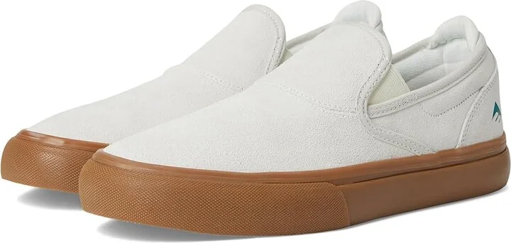 Emerica Wino G6 Slip-On Men's Skate Shoes White/Tan : 7.5 D - Medium, Suede/Canvas