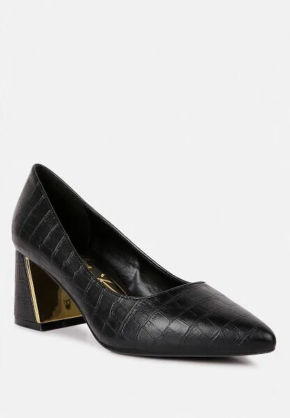 Emersyn Croc Block Heel Pump Shoes Women - Image 3
