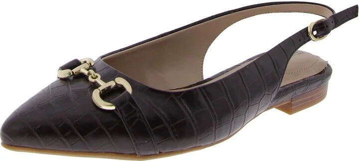 EMERSYNN Womens Faux Leather Flat Slingbacks