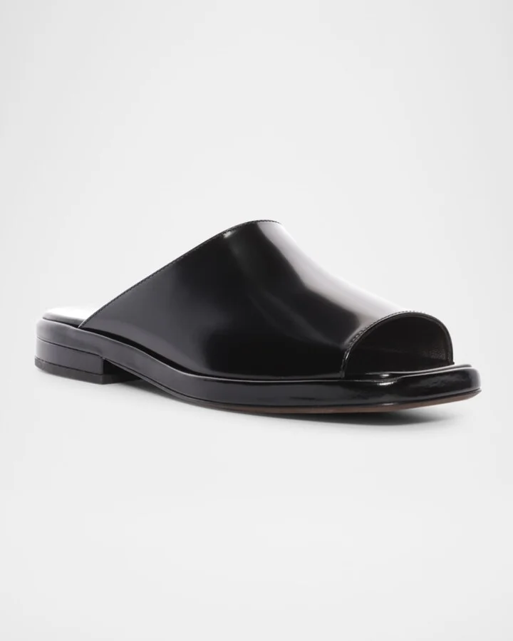 Emi Leather Flat Mule Sandals - Image 2