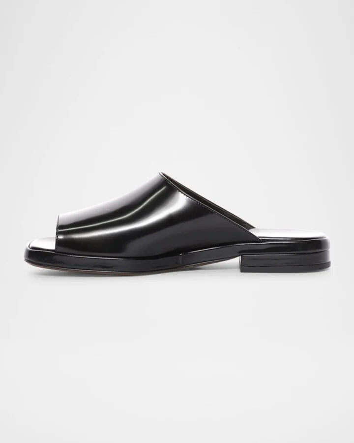 Emi Leather Flat Mule Sandals - Image 3
