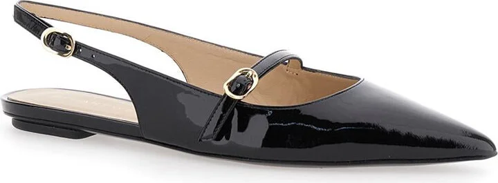 'Emilia' Black Slingback Sandals With Adjustable Strap Closure In Patent Leather Woman - Image 2