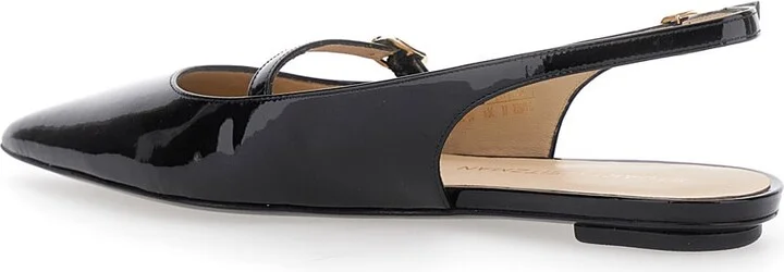 'emilia' Black Slingback Sandals With Adjustable Strap Closure In Patent Leather Woman - Image 3