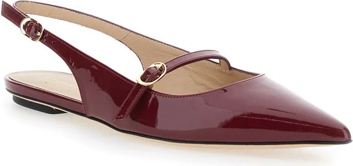 'Emilia' Bordeaux Slingback Sandals With Adjustable Strap Closure In Patent Leather Woman - Image 2