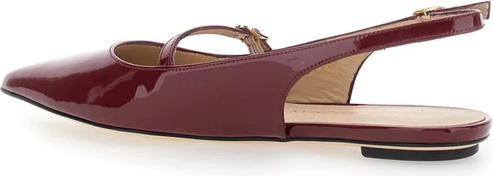 'Emilia' Bordeaux Slingback Sandals With Adjustable Strap Closure In Patent Leather Woman - Image 3