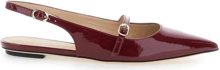 'Emilia' Bordeaux Slingback Sandals With Adjustable Strap Closure In Patent Leather Woman