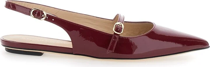 'emilia' Bordeaux Slingback Sandals With Adjustable Strap Closure In Patent Leather Woman