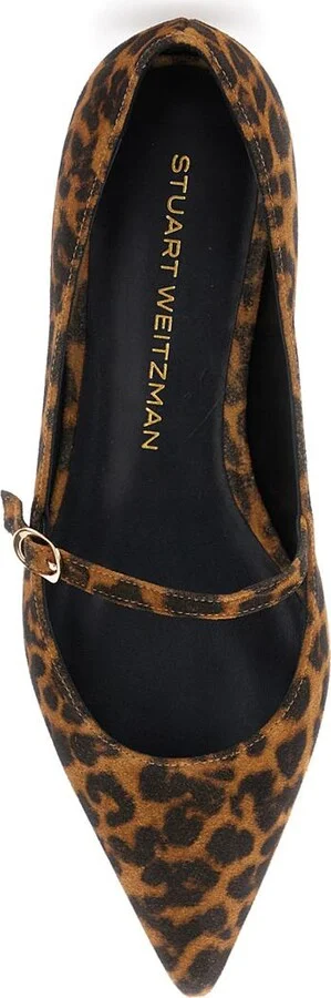 'Emilia' Brown Ballet Shoes With Adjustable Strap Closure And All-Over Leopard Motif In Suede Woman - Image 4