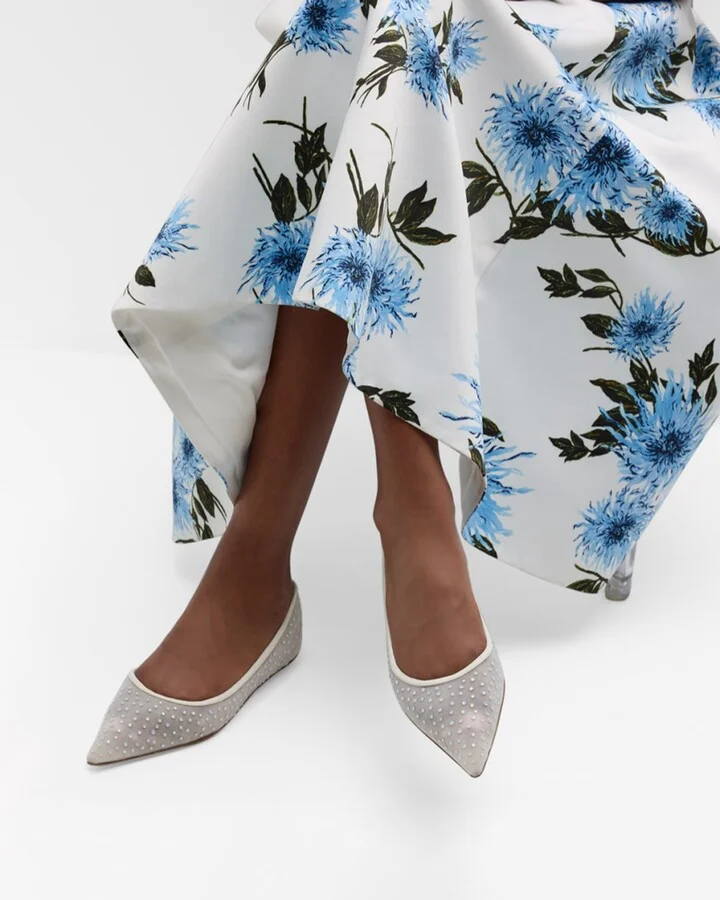 Emilia Crystal Mesh Ballerina Flats - Image 2