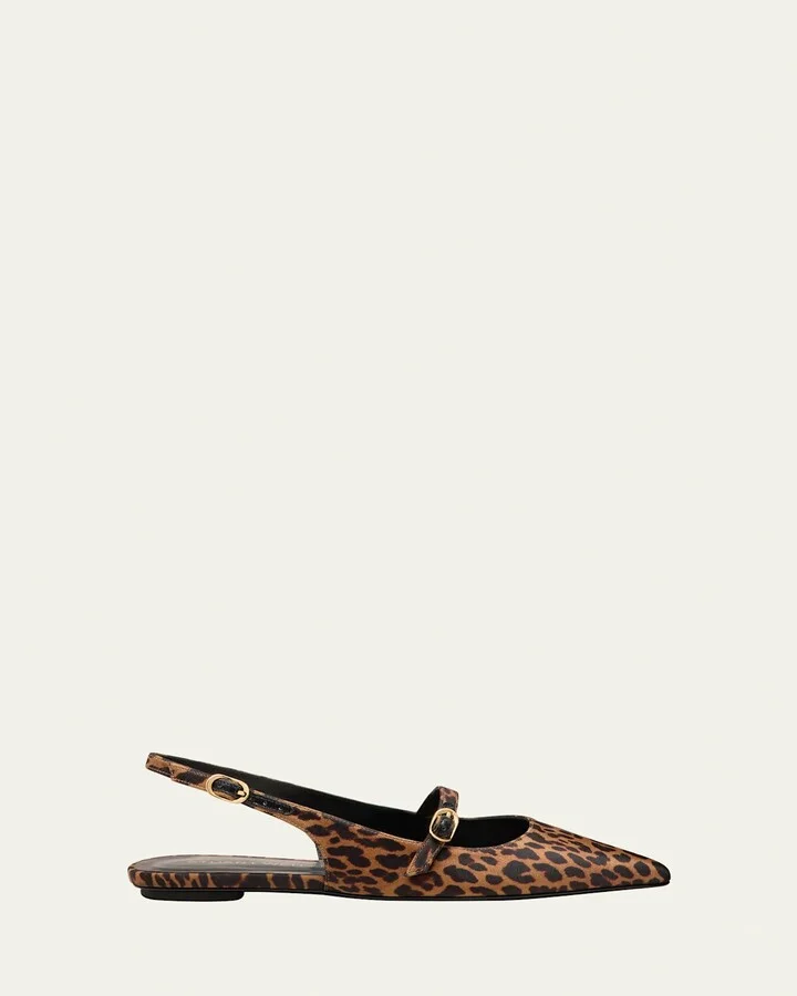 Emilia Leopard Mary Jane Slingback Ballerina Flats