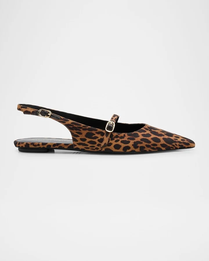 Emilia Leopard Mary Jane Slingback Ballerina Flats
