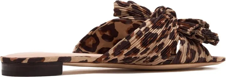 Emilia leopard-pattern pleated-bow flat sandals - Image 2