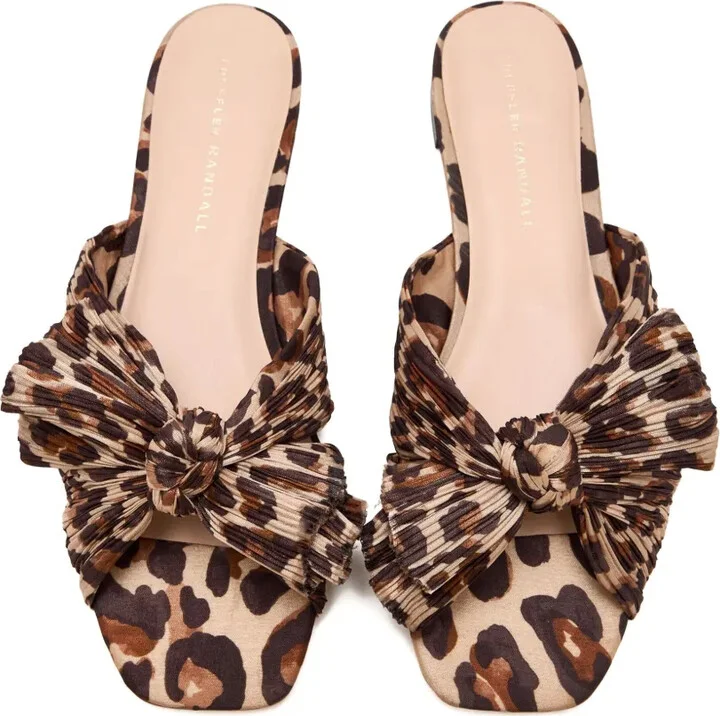 Emilia leopard-pattern pleated-bow flat sandals - Image 3