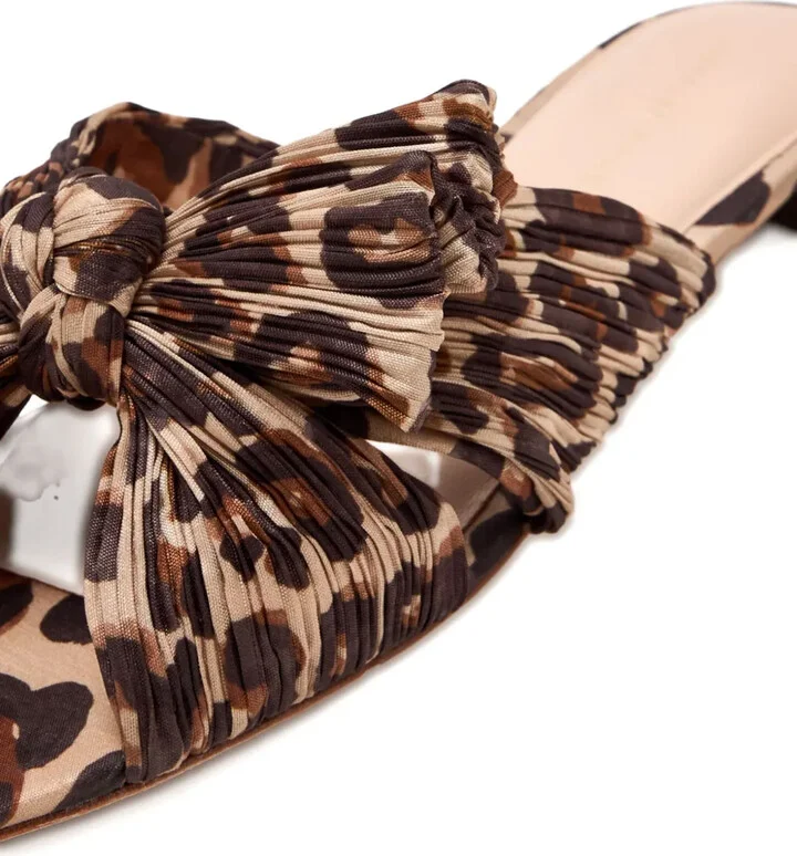 Emilia leopard-pattern pleated-bow flat sandals - Image 4