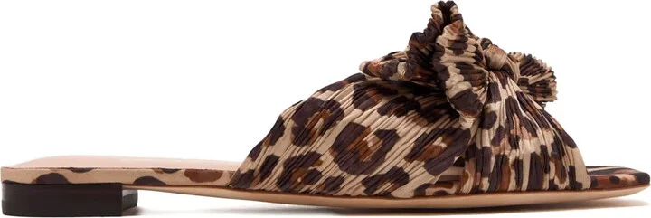 Emilia leopard-pattern pleated-bow flat sandals
