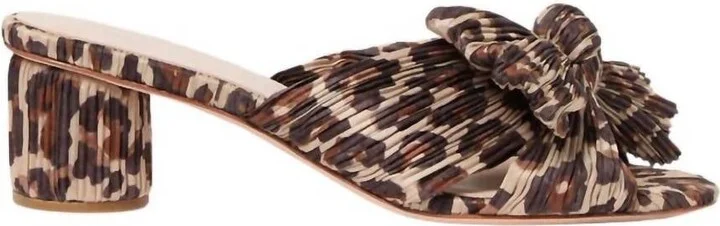 Emilia Leopard Pleated Bow Sandal In Leopard Brown