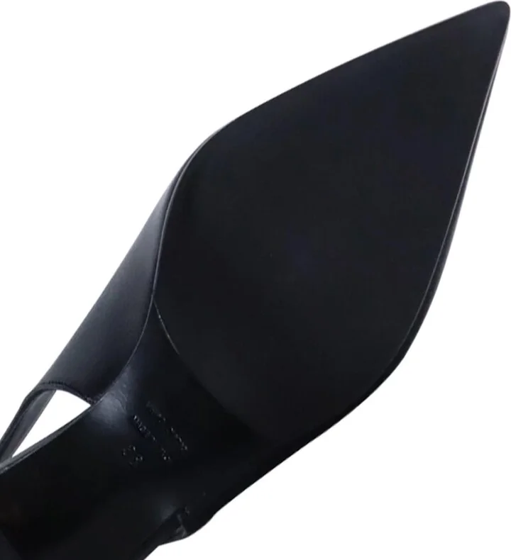 Emilia Low Slingback Stilettos, Black Leather - Image 3