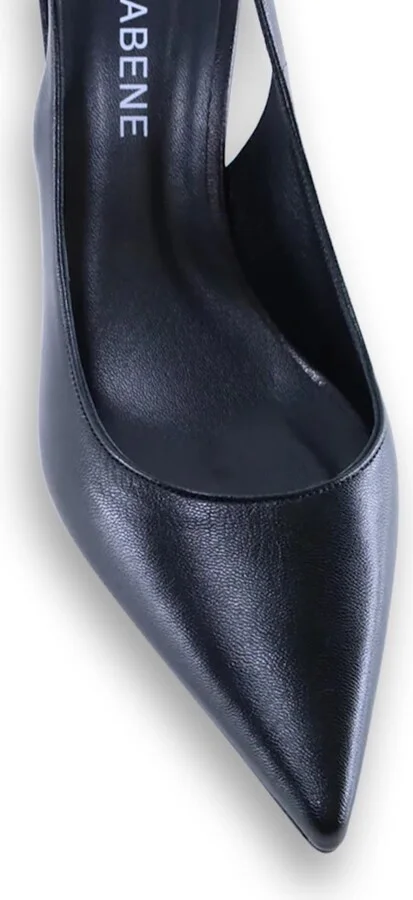 Emilia Low Slingback Stilettos, Black Leather - Image 5
