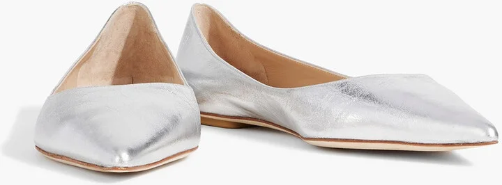 Emilia metallic textured-leather point-toe flats - Image 2