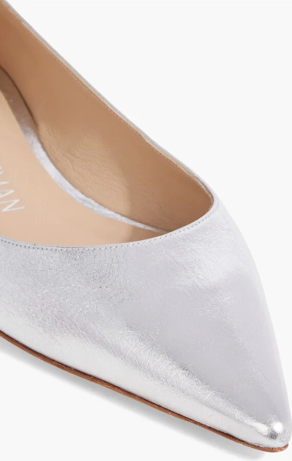 Emilia metallic textured-leather point-toe flats - Image 4