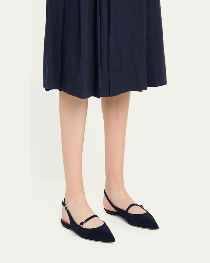 Emilia Suede Mary Jane Slingback Ballerina Flats - Image 5
