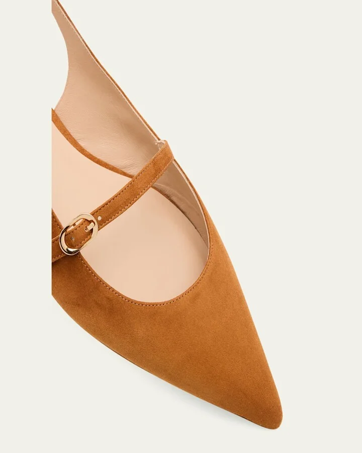 Emilia Suede Mary Jane Slingback Ballerina Flats - Image 9