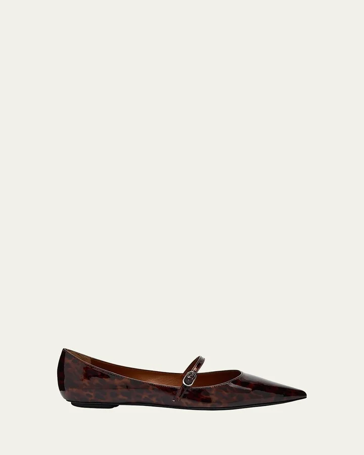 Emilia Tortoise Patent Leather Mary Jane Ballerina Flats