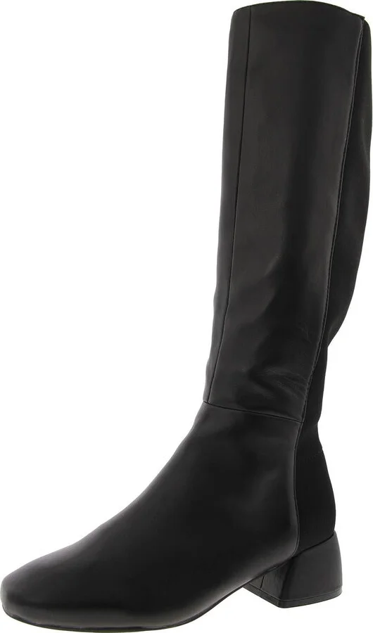 EMILY Womens Block Heel Leather Over-The-Knee Boots