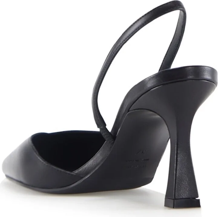Emira Slingback Stilettos, Black Leather - Image 3