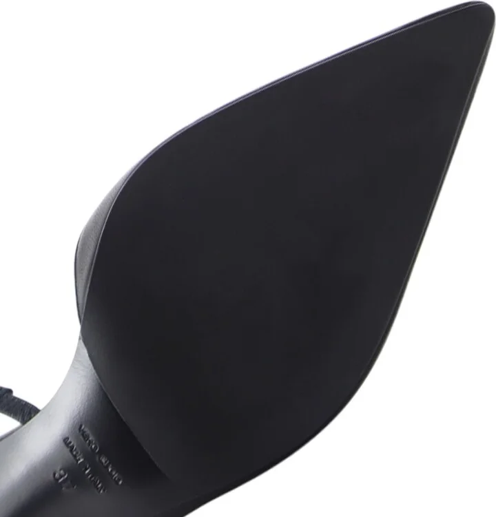 Emira Slingback Stilettos, Black Leather - Image 5
