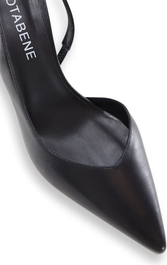 Emira Slingback Stilettos, Black Leather - Image 6