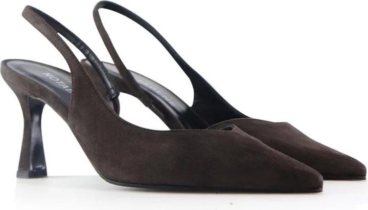 Emira Slingback Stilettos, Dark Brown Suede - Image 2