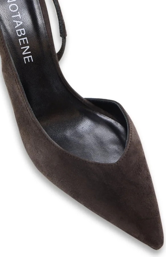 Emira Slingback Stilettos, Dark Brown Suede - Image 3