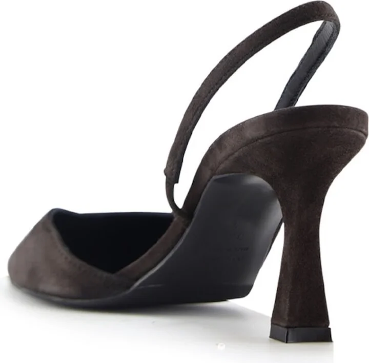 Emira Slingback Stilettos, Dark Brown Suede - Image 4