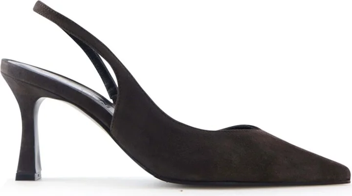 Emira Slingback Stilettos, Dark Brown Suede
