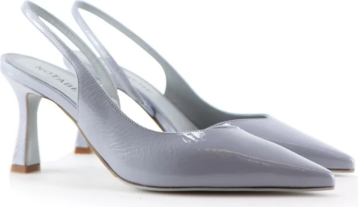 Emira Slingback Stilettos, Ice Blue Patent - Image 4