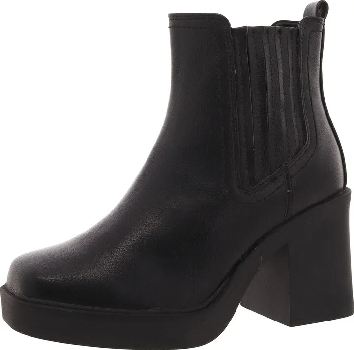 Emire Womens Faux Leather Pull On Chelsea Boots