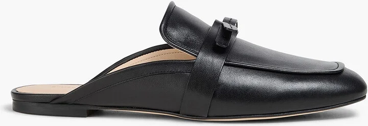 Emma bow-detailed leather slippers
