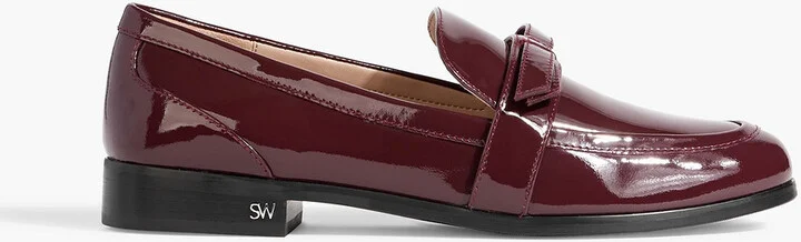 Emma bow-detailed patent-leather loafers