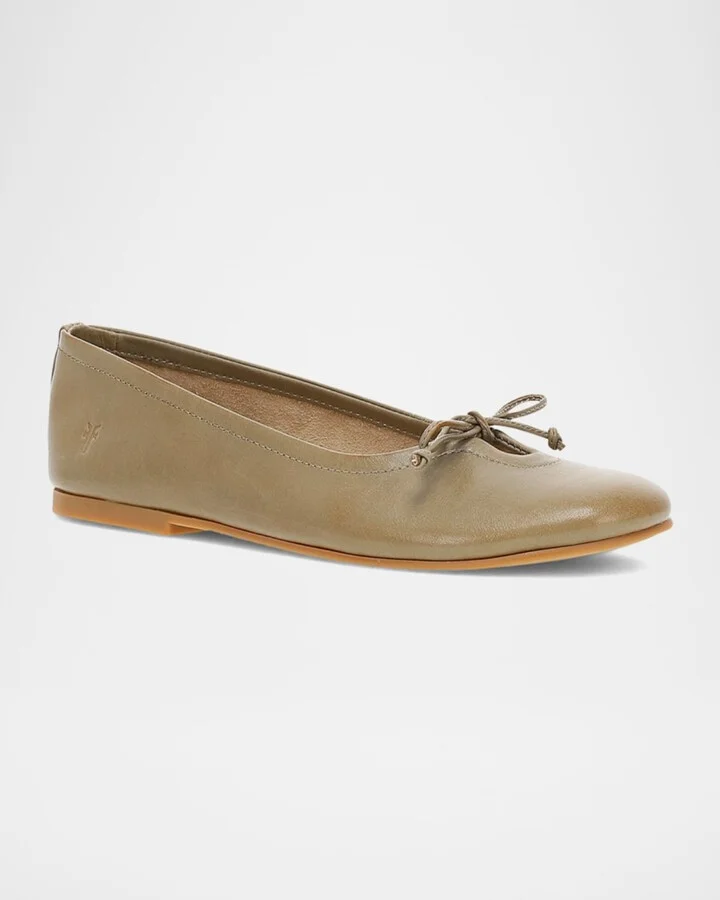 Emma Leather Bow Ballerina Flats - Image 2