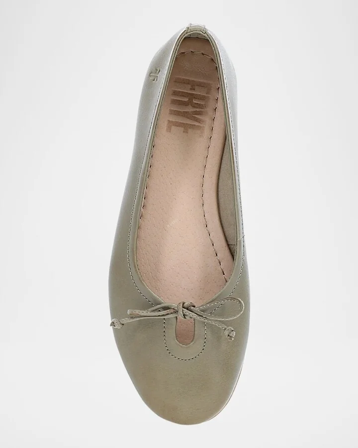 Emma Leather Bow Ballerina Flats - Image 4