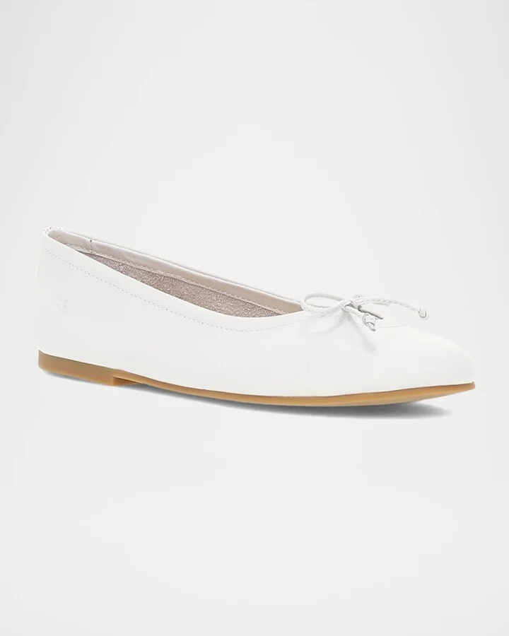 Emma Leather Bow Ballerina Flats - Image 2