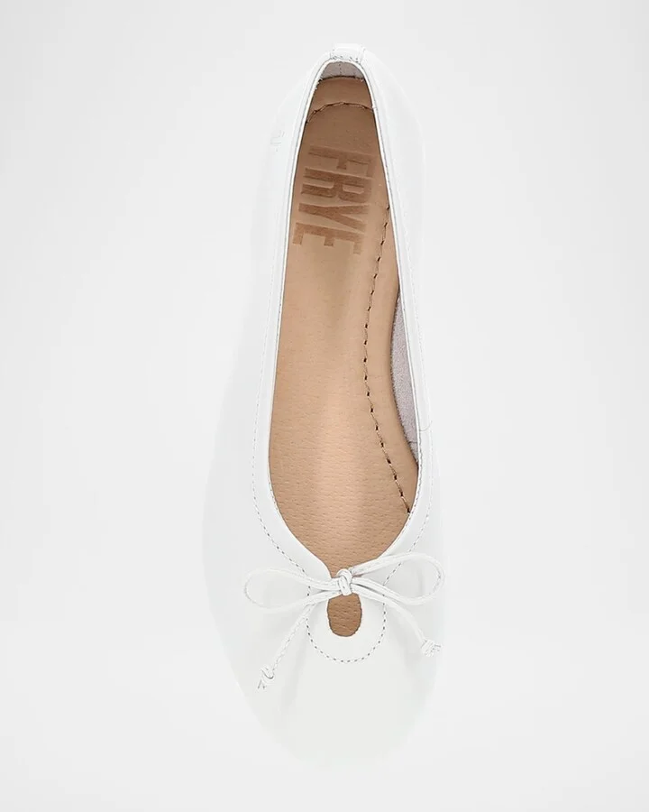 Emma Leather Bow Ballerina Flats - Image 3