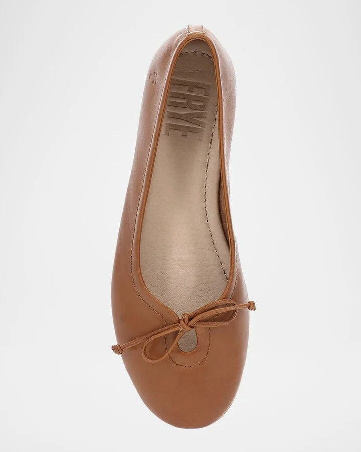 Emma Leather Bow Ballerina Flats - Image 3