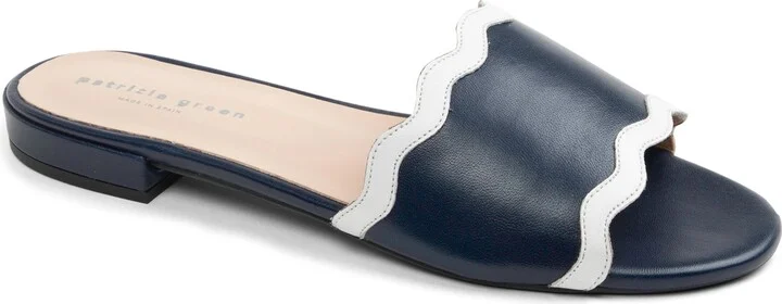 Navy/ White Leather