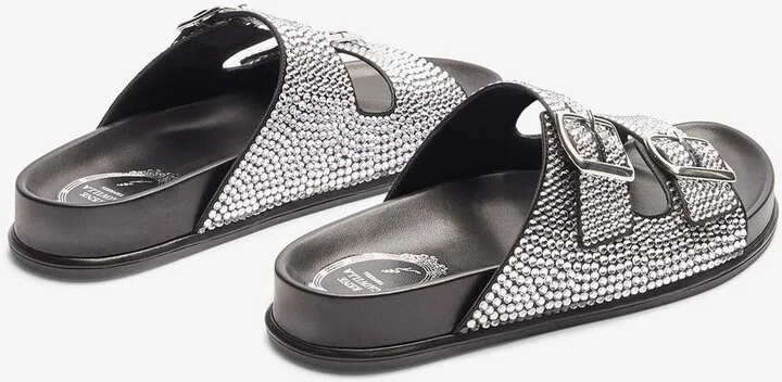 Emma Studded Satin Flat Slides - Image 2